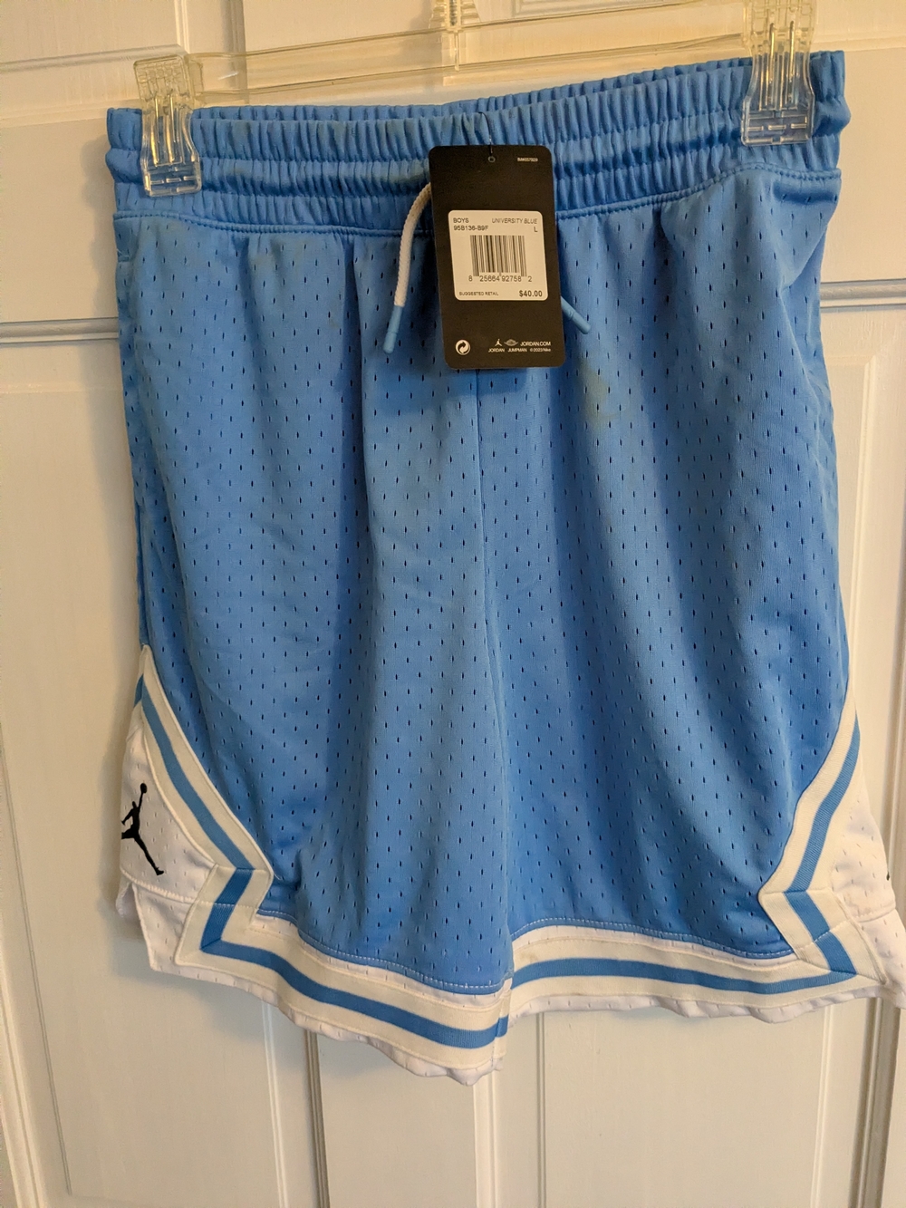 Jordan Light Blue and White Mesh Basketball Shorts